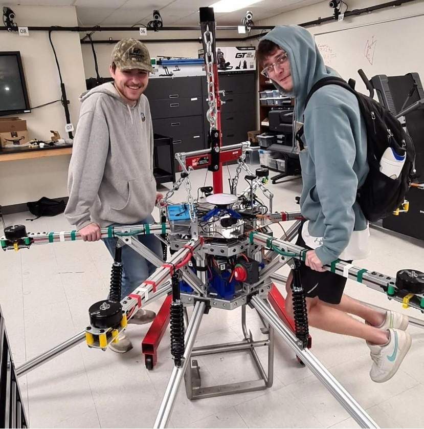 Cole working on the hexacopter drone
